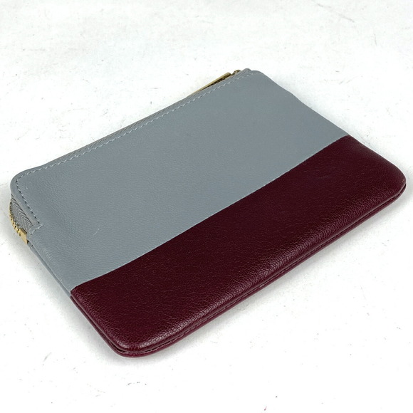 Celine Leather Bordeaux Gray Keychain Ring Key Case - Picture 1 of 6